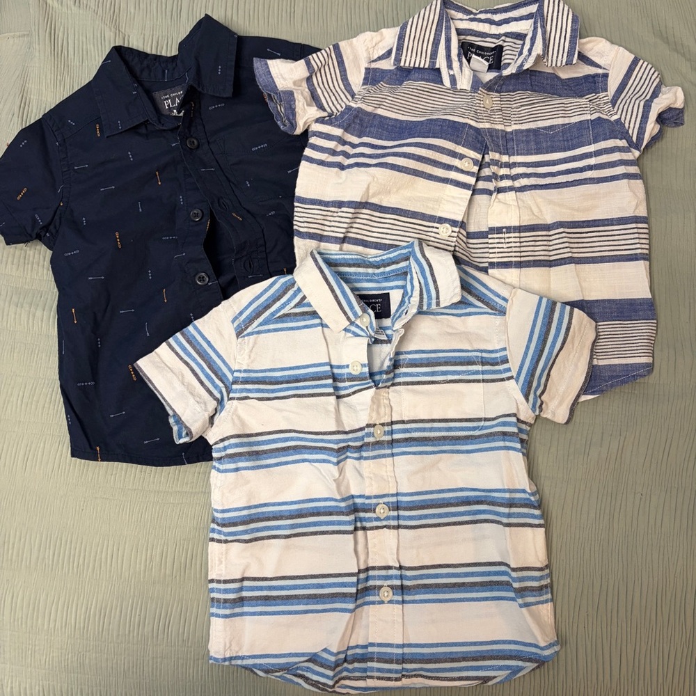 The Children's Place Boys' Short-Sleeve Button-Down Shirts - Blue, Navy, White